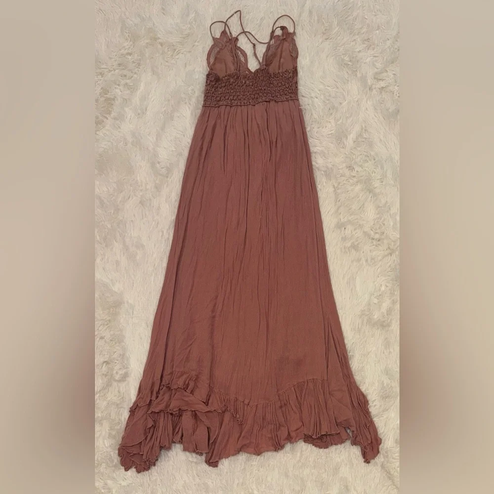 NEW Free People Adella Maxi Slip Copper brown summer Dress sz S - Picture 4 of 7